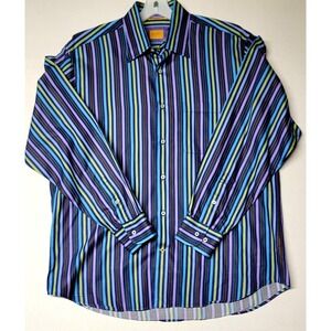 Robert Talbott Carmel Button Up Shirt Mens Large Multi Color Striped Long Sleeve